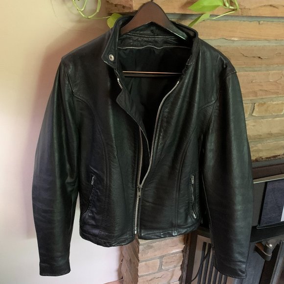 Men's vintage leather jacket coat purchased at Central Harley Davidson in KC